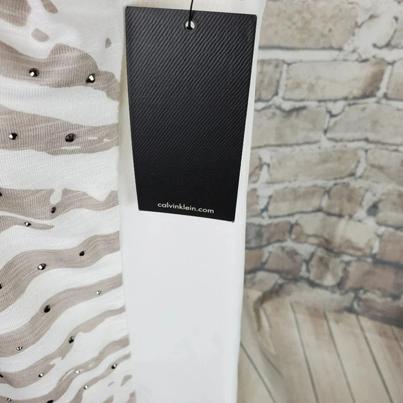 Calvin Klein Dressy Tank Crystal Accents  Zebra XS - Picture 8 of 11